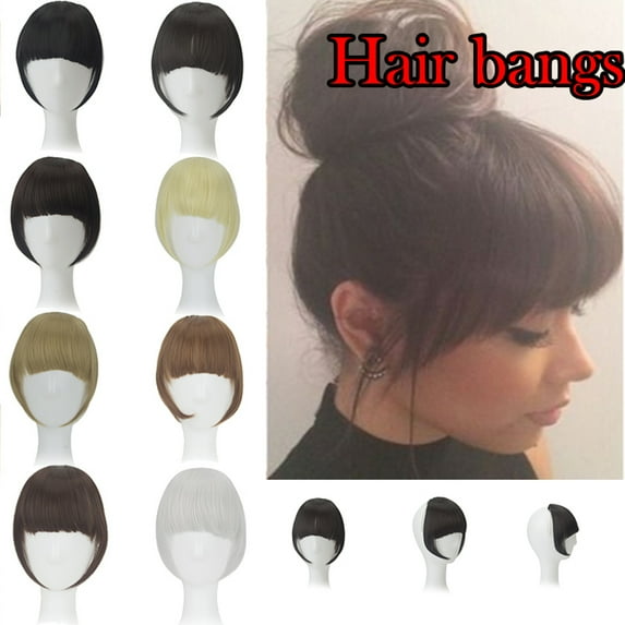 Girls Cute Short Neat Bangs Clip Women Front Straight Fringe Clips Hair Extensions Wig