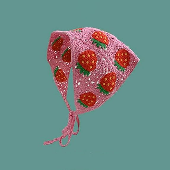 Girls Cute Spring Summer Knitted Handmade Crochet French Pastoral Style Headscarf Hat Headband Towel Triangle Headband K
