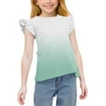 thumbnail image 1 of Girls Cute Summer Clothes Ruffled Sleeveless Tank Top Gradient Color Fashion Casual Crewneck Tee Blouses (8 Years, Mint Green), 1 of 6