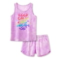 thumbnail image 1 of Beezizac Girls Cute Summer Tank Top & Shorts 2-Piece Pajamas – Violet Tie Dye Outfit Sleepwear Size 6, 1 of 8