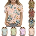 thumbnail image 1 of Girls Cute Summer Tops Size 10-12 Soft Casual Short Sleeve Crew Neck Girls Tops Basic Daisy Graphic Tees Girls Clothes Tunic Blouse Dark Blue 2-3 Years, 1 of 6