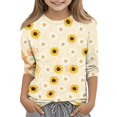 thumbnail image 1 of Girls Cute Summer Tops Size 6-7 Soft Casual 3/4 Sleeve Crew Neck Girls Shirts Funny Daisy Printed T-Shirts Girls Clothes Tunic Tops Yellow 9-10 Years, 1 of 5