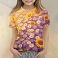 thumbnail image 1 of Girls Cute Summer Tops Size 7-8 Soft Casual Short Sleeve Crew Neck Girls Shirts Basic Daisy Graphic Tees Girls Fashion Tunic Tops Purple 7-8 Years, 1 of 6