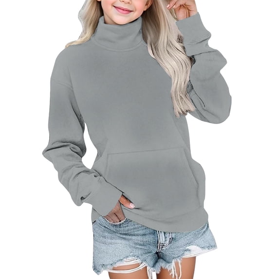 Girls Cute Sweatshirt Mock Turtleneck Long Sleeve Casual Slim Fit Solid Color Pullover Tops Teen Girls Fall Winter Clothes