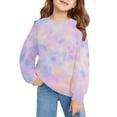 thumbnail image 1 of Girls Cute Tie Dye Fleece Sweatshirts Crewneck Loose Gradient Long Sleeve Casual Streetwear School Outfit Fall Winter Clothes, 1 of 7