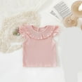 thumbnail image 1 of Girls Cute Tops Ruffle Cap Sleeve Crewneck Tank Tops 6M-4Y Infants Toddlers Trendy Pullover Solid Color Ribbed Going-Out Tees Shirts Summer, 1 of 3