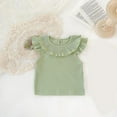 thumbnail image 1 of Girls Cute Tops Ruffle Cap Sleeve Crewneck Tank Tops 6M-4Y Infants Toddlers Trendy Pullover Solid Color Ribbed Going-Out Tees Shirts Summer, 1 of 3