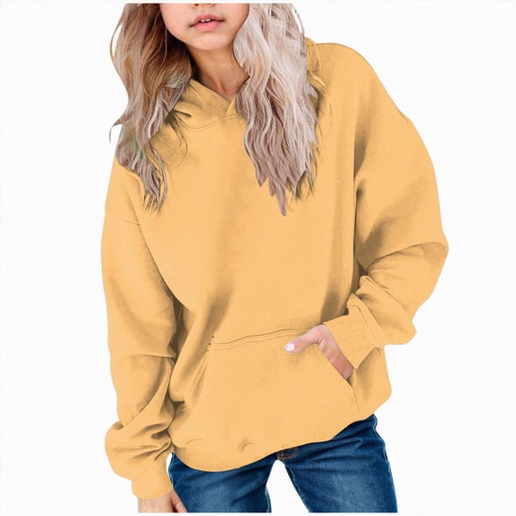 Girls Cute Trendy Youth Long Sleeve Oversized Hooded Sweatshirts Winter Preppy Clothes,6-12 Months 12-24 Months 2t 3t 4t 5t 6t 7t 8t 9t Children Yellow 13-14 Years