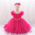thumbnail image 1 of Girls Cute Tulle-Tutu Dresses with Hairbands Summer 6M-3Y Toddlers Kids Elegant Solid Sleeveless Bowknot High Waisted A-Line Dress, 1 of 5
