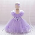 thumbnail image 1 of Girls Cute Tulle-Tutu Dresses with Hairbands Summer 6M-3Y Toddlers Kids Elegant Solid Sleeveless Bowknot High Waisted A-Line Dress, 1 of 8