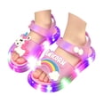 thumbnail image 1 of Girls Cute Unicorn Rainbow LED Light Up Jelly Sandals, Adjustable Ankle Strap Non Slip Kids Water Beach Shoes, Step Activated Glowing Summer Outdoor Walking Sandals 4-9Y, 1 of 7