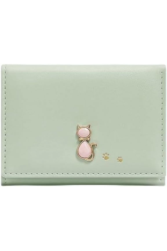 Girls Cute Wallet, Small Tri-folded Aesthetic Wallet, PU Purse Cash Pocket Card Holder ID Window Purse for Women(Pink)