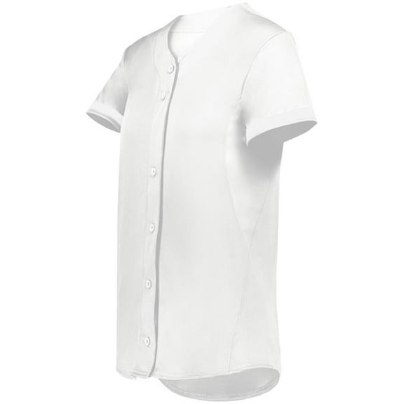 Augusta Sportswear 6920.005.M Girls Cutter Plus Full Button Softball Jersey, White - Medium