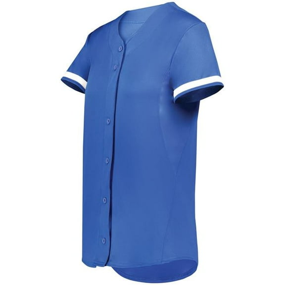 Augusta Sportswear 6919.280.S Ladies Cutter Plus Full Button Softball Jersey, Royal & White - Small