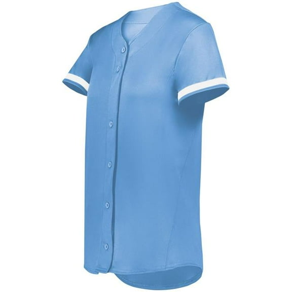 Augusta Sportswear 6920.293.L Girls Cutter Plus Full Button Softball Jersey, Columbia Blue & White - Large