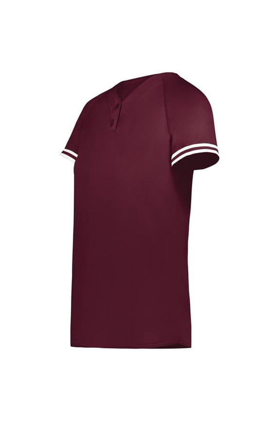 6918.380.M Girls Cutter Plus Henley Jersey, Maroon & White - Medium