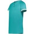 thumbnail image 1 of Augusta Sportswear 6918.331.L Girls Cutter Plus Henley Jersey, Teal & White - Large, 1 of 1