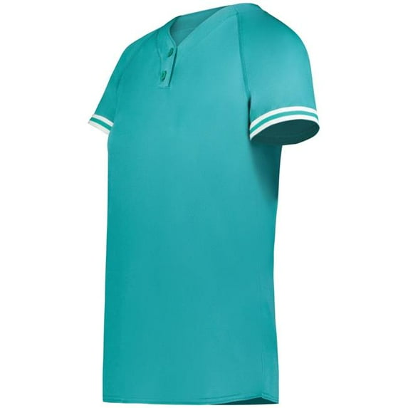 Augusta Sportswear 6918.331.L Girls Cutter Plus Henley Jersey, Teal & White - Large