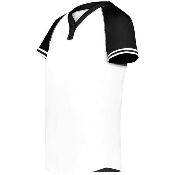 Augusta Sportswear 6918.226.L Girls Cutter Plus Henley Jersey, White & Black - Large