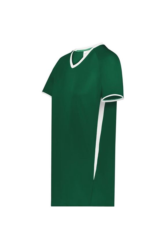 6916.438.L Girls Cutter Plus V-Neck Jersey, Dark Green & White - Large