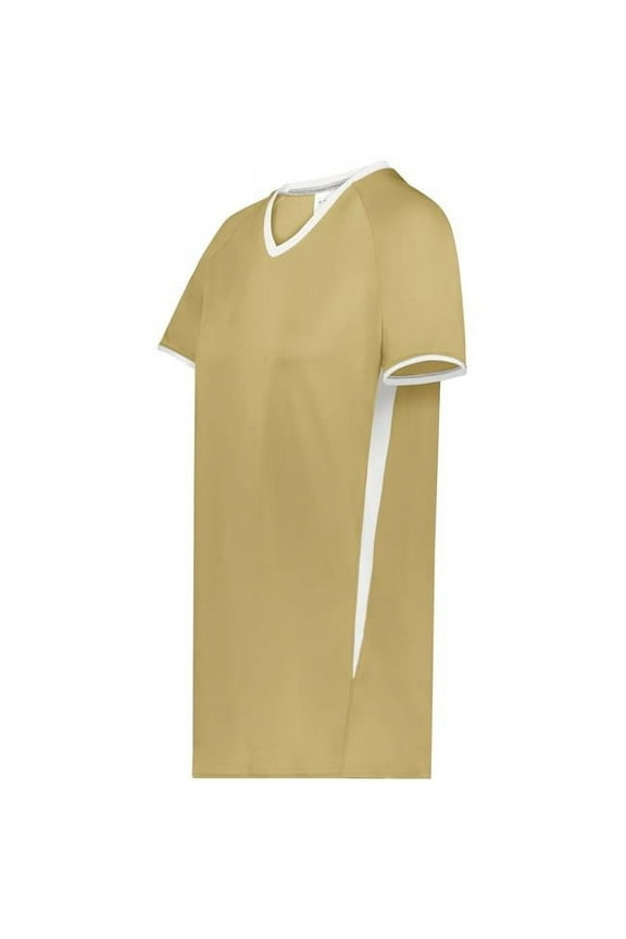 6916.250.L Girls Cutter Plus V-Neck Jersey, Vegas Gold & White - Large