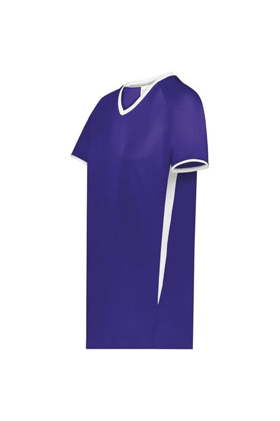 6916.450.S Girls Cutter Plus V-Neck Jersey, Purple & White - Small