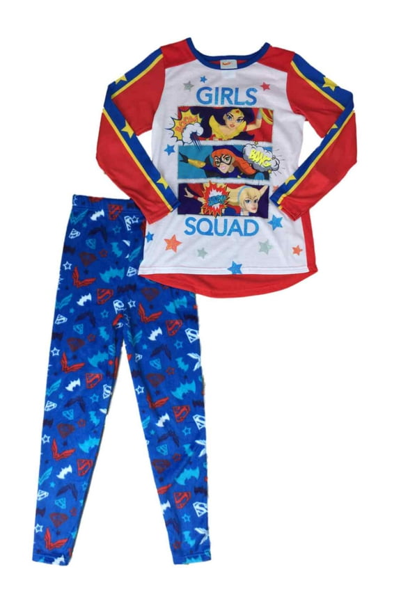 Girls DC Super Hero Girl Squad Pajamas Wondergirl Supergirl Batgirl Sleep Set