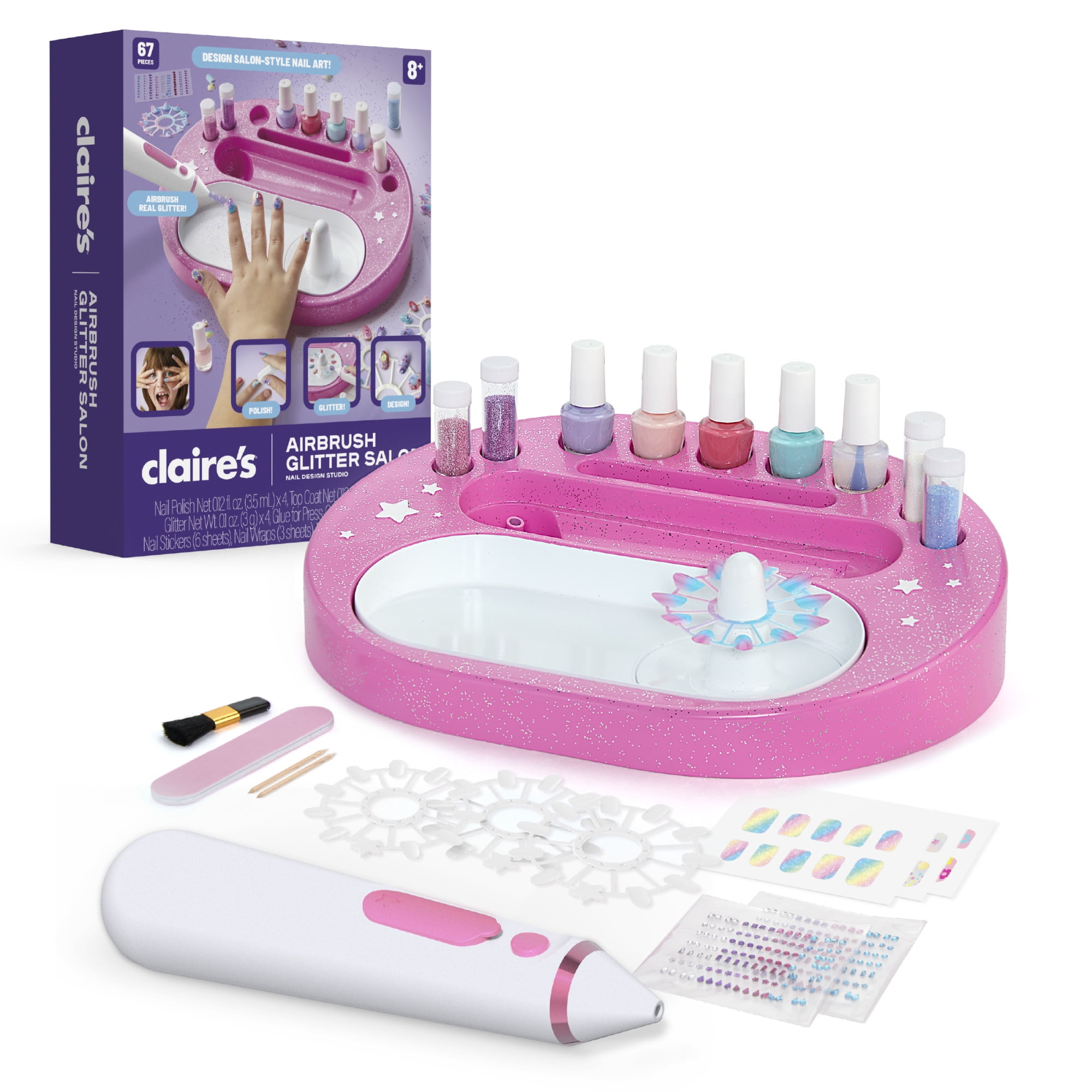 Claire's® Airbrush Glitter Nail Design Studio, Kids Nail Art Kit