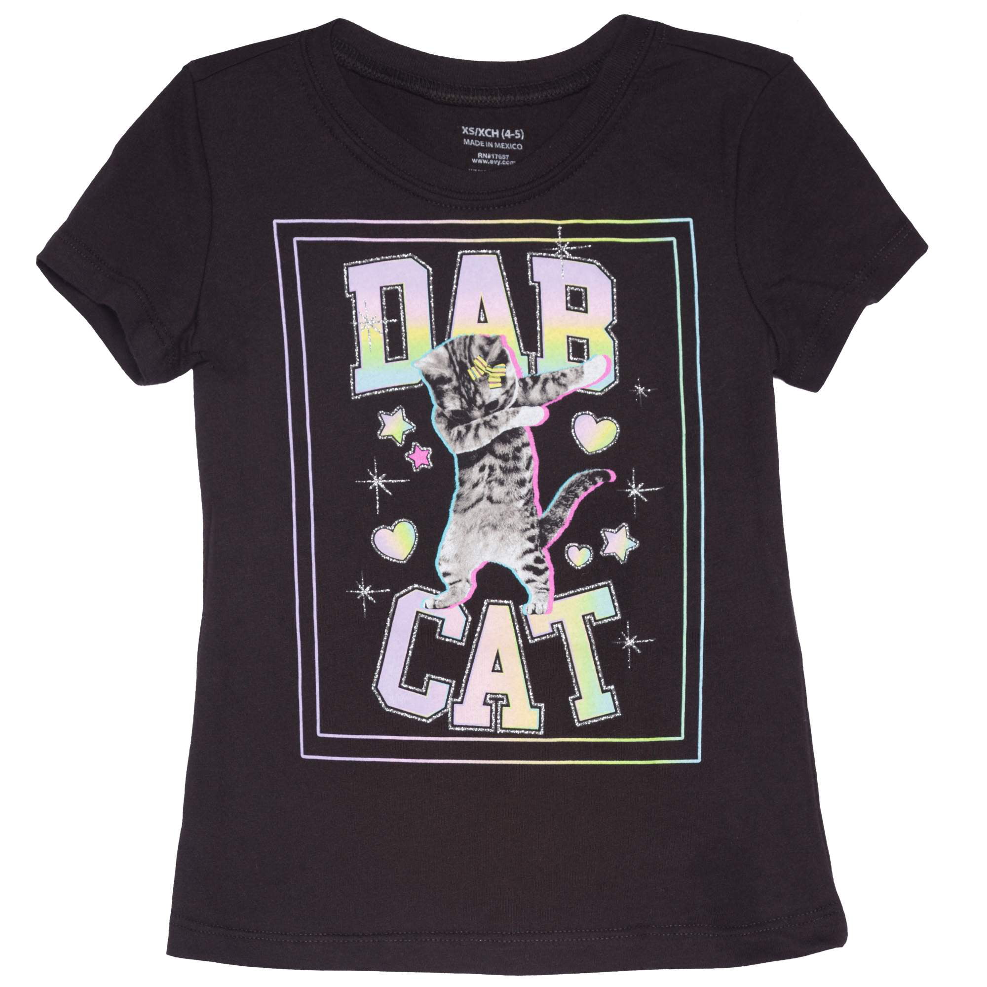 Girls' Dab Cat Generic Short Sleeve Graphic Tee - Walmart.com