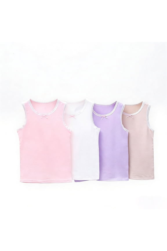 Girls Dance Athletic Tank Tops 4 Pack Racerback Sleeveless Comfortable for Ballet Gymnastics Cheer and Play 2T-12Years
