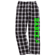 thumbnail image 1 of Girls Dance Black and White Flannel Pants (Neon Green, Youth Large 14/16), 1 of 2