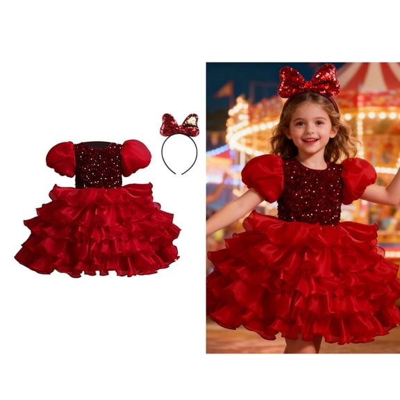 Girls Dance Girls Sequin Dress Tutu Dance Dresses Dance Girls Sequin Outfit Stage Performance Outerwear 6-7 Years