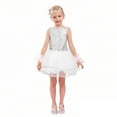 thumbnail image 1 of Girls Dance Sparkly Dance Puff Sleeve Tutu Dress Outfit Set School Dance Dresses Performance Dancewear 5-6 Years, 1 of 4