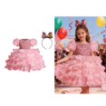 thumbnail image 1 of Girls Dance Pink Sequin Dress Tutu Dance Dresses Dance 90s Outfit for Kids Dance Performance Outerwear 6-7 Years, 1 of 9