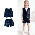 thumbnail image 1 of Girls Dance Sequin Black Dance Sleeveless Button Vest and Pants Set Girls Dance Outfit Dance Performance Outerwear 4-5 Years, 1 of 4