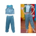 thumbnail image 1 of Girls Dance Sparkly Blue Dance Sleeveless Tank Top and Pants Set 90s Clothing for Kids Performance Dancewear 7-8 Years, 1 of 4