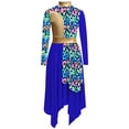 thumbnail image 1 of Girls Dance Dress Liturgical Worship Stage Costume Metallic Patchwork Printed Asymmetrical Maxi Dress, 1 of 6