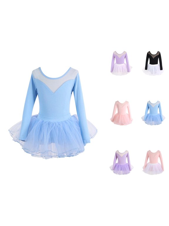 Girls Dance Dresses Performance Outfits Short Sleeve Set for Ballet Jazz Tap Girls Dance Dress for School Party Class Practice Summer Playwear