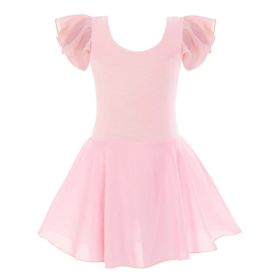 Girls Dance Leotard with Skirt Size 2t 3t Pink Ruffle Sleeve Ballet Dancewear