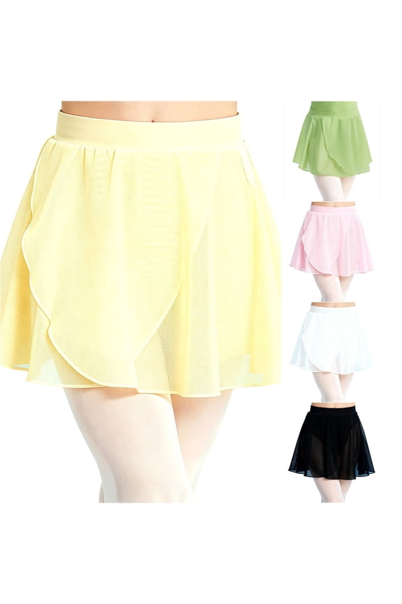 Girls Dance Practice Skirt Ballet Tutu with Elastic Waist Soft Mesh Layered Performance Skirt for Ballet Training and Recital Dress