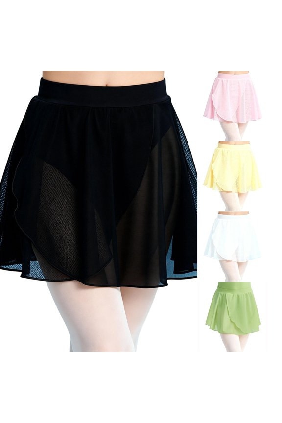Girls Dance Practice Skirt Ballet Tutu with Elastic Waist Soft Mesh Layered Performance Skirt for Ballet Training and Recital Dress