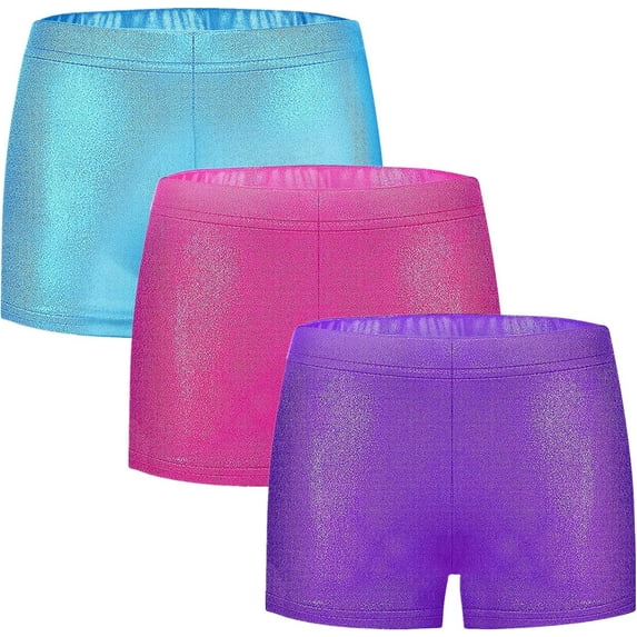 Girls Dance Short for Gymnastics Athletic Shorts Sparkle Glitter Tumbling Bottoms