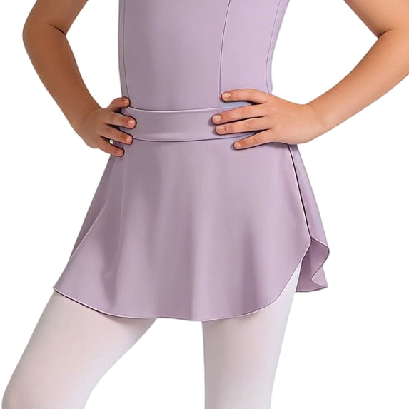 Girls Dance Skirt Ballet Practice Wrap Side Slit Elastic Waist Shaping Tutu Performance ClassLight Purple5-8 Years