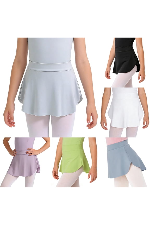 Girls Dance Skirt Ballet Practice Wrap Side Slit Elastic Waist Shaping Tutu for Performance and Class Baby Girl Dresses 18 Month 4-5 Years
