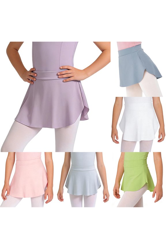 Girls Dance Skirt Ballet Practice Wrap Side Slit Elastic Waist Shaping Tutu for Performance and Class Baby Girl Dresses 18 Month 4-5 Years