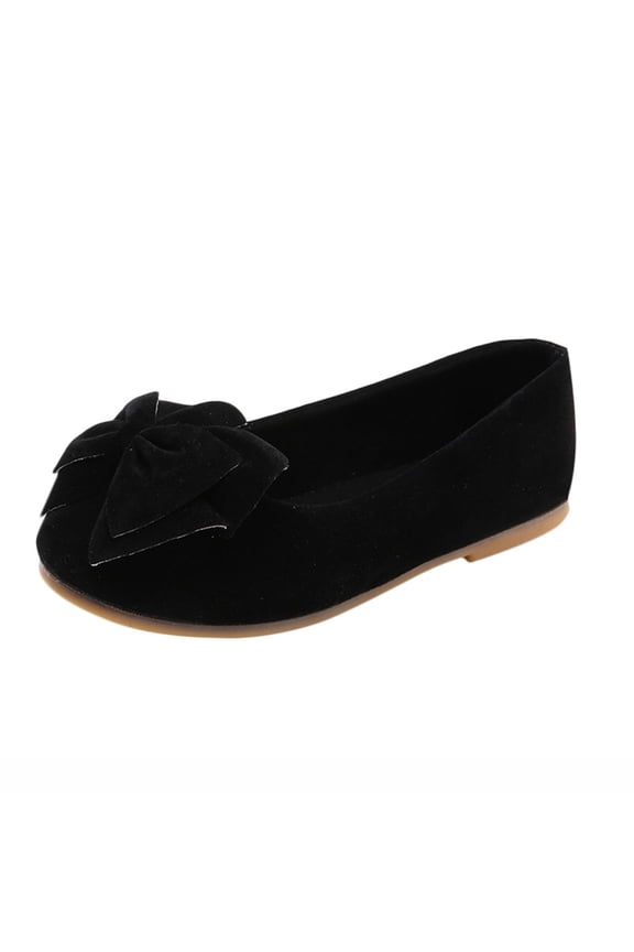 Girls Dance Student Bowknot Princess Soft Baby Solid Shoes Kid Children Single Baby Shoes Black 18 Months-24 Months