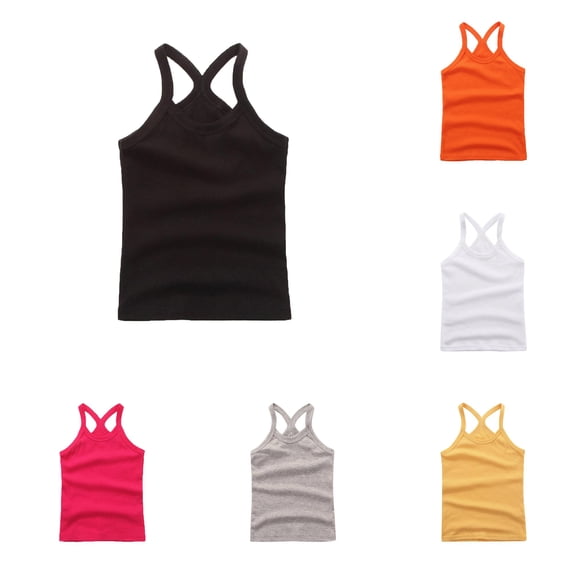 Girls Dance Tank Tops Toddler Black Racerback Sleeveless Top Girl Undershirts for Ballet Gymnastics 5-6 Years