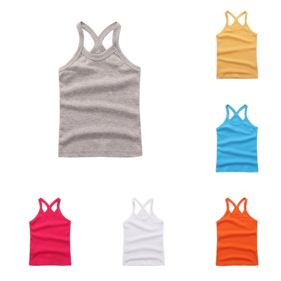 Girls Dance Tank Tops Toddler Grey Racerback Sleeveless Top Girl Undershirts for Ballet Gymnastics 8-9 Years