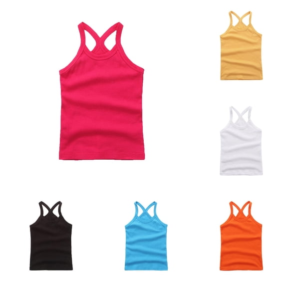 Girls Dance Tank Tops Toddler Pink Racerback Sleeveless Top Girl Undershirts for Ballet Gymnastics 4T