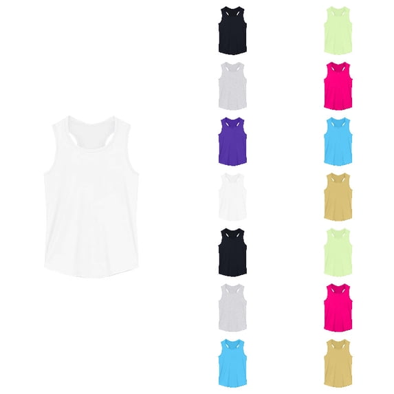 Girls Dance Tank Tops Toddler Racerback Active Quick Dry White Sleeveless Top Girl Undershirts for Ballet Gymnastics 15-16 Years